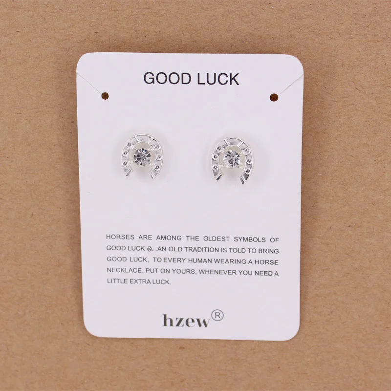 hzew crystal Horseshoe earring cute horse two colors earrings