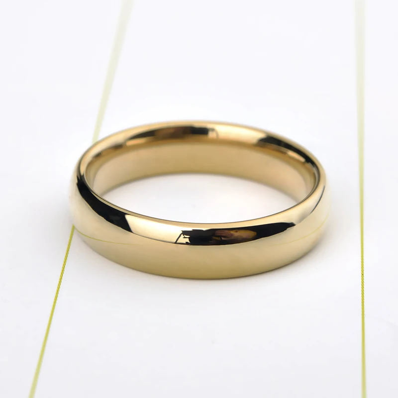 Simple Jewelry Gold Color Engagement Ring Tungsten Finger Rings for Male Female Dome Band 2/4/5/6/8mm Width US Size 4-13