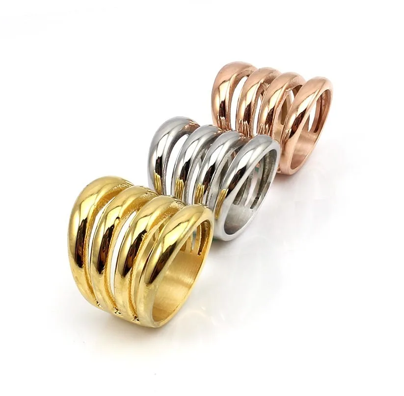 Women Latest Fashion Punk Irregular Spiral Gold/Rose Gold Plating Mid Stacking Knuckle Band Finger Nail Rings Jewelry