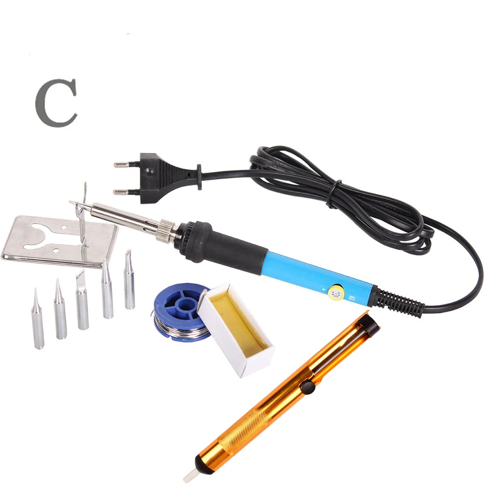 5 Types Welding Repair Tool Desoldering Pump Tweezers Soldering Iron Solder Gun with Soldering Stand Solder Wire 220V 110V 60W