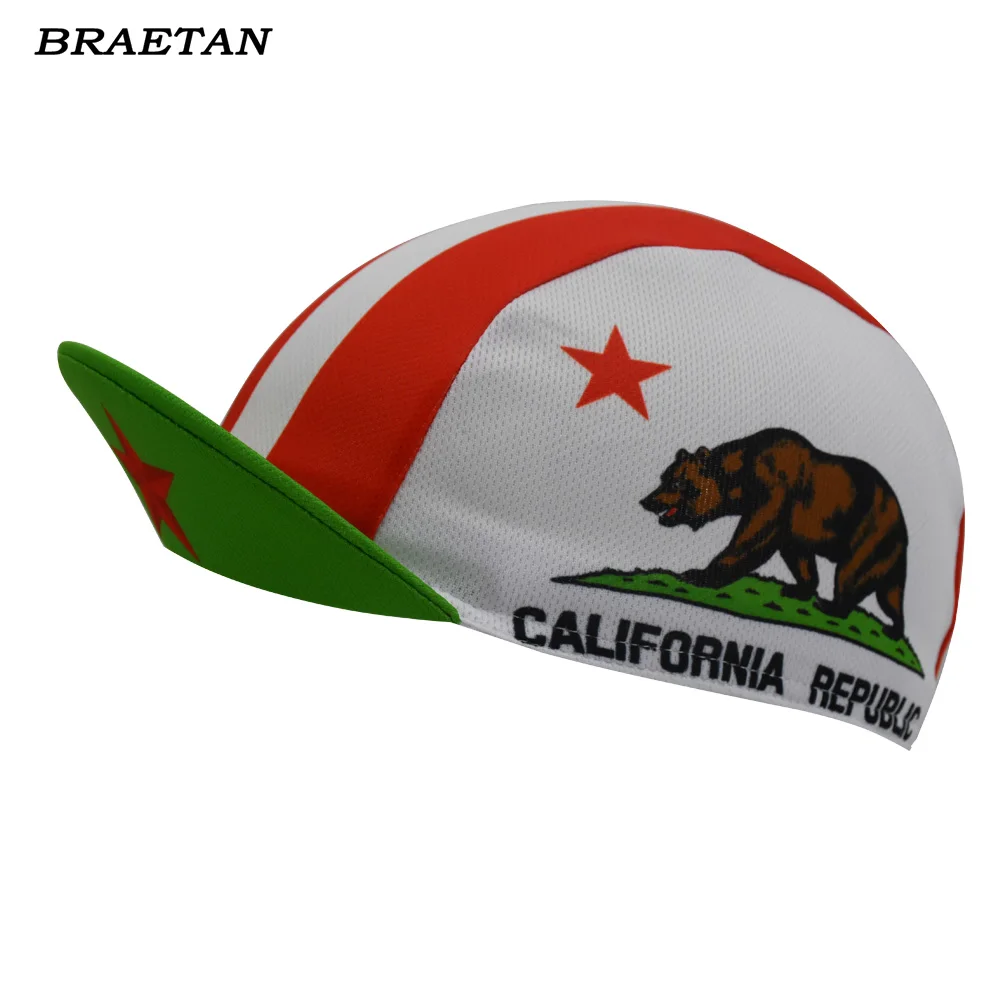 cycling Cap California Republic bear Men and Women red green bike hattour Headwear  Bike Hats braetan