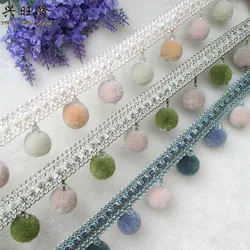 XWL 6M/lot Pompons Balls Curtain Lace Trim Tassel Edge Decor DIY Sewing Sofa Stage Decorative Lace Ribbon Curtain Accessories