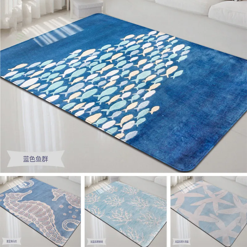 

marine animal print carpet Nordic personalized carpet for living room decor rugs Bedroom Bay window home Anti-skid dust pads Rug