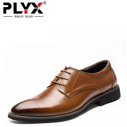 New 2023 Flat Classic Men Dress Shoes Genuine Leather Wingtip Carved Italian Formal Oxford Footwear Plus Size 38-48 For Winter