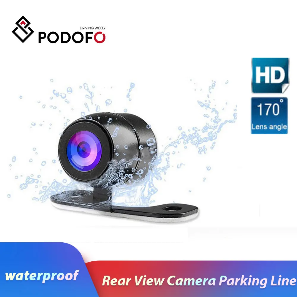 Podofo 170 Degree Universal Waterproof Wide Lens 4 LED Car Rear View Camera Vehicle Parking Assistance Night Vision,Parking Line