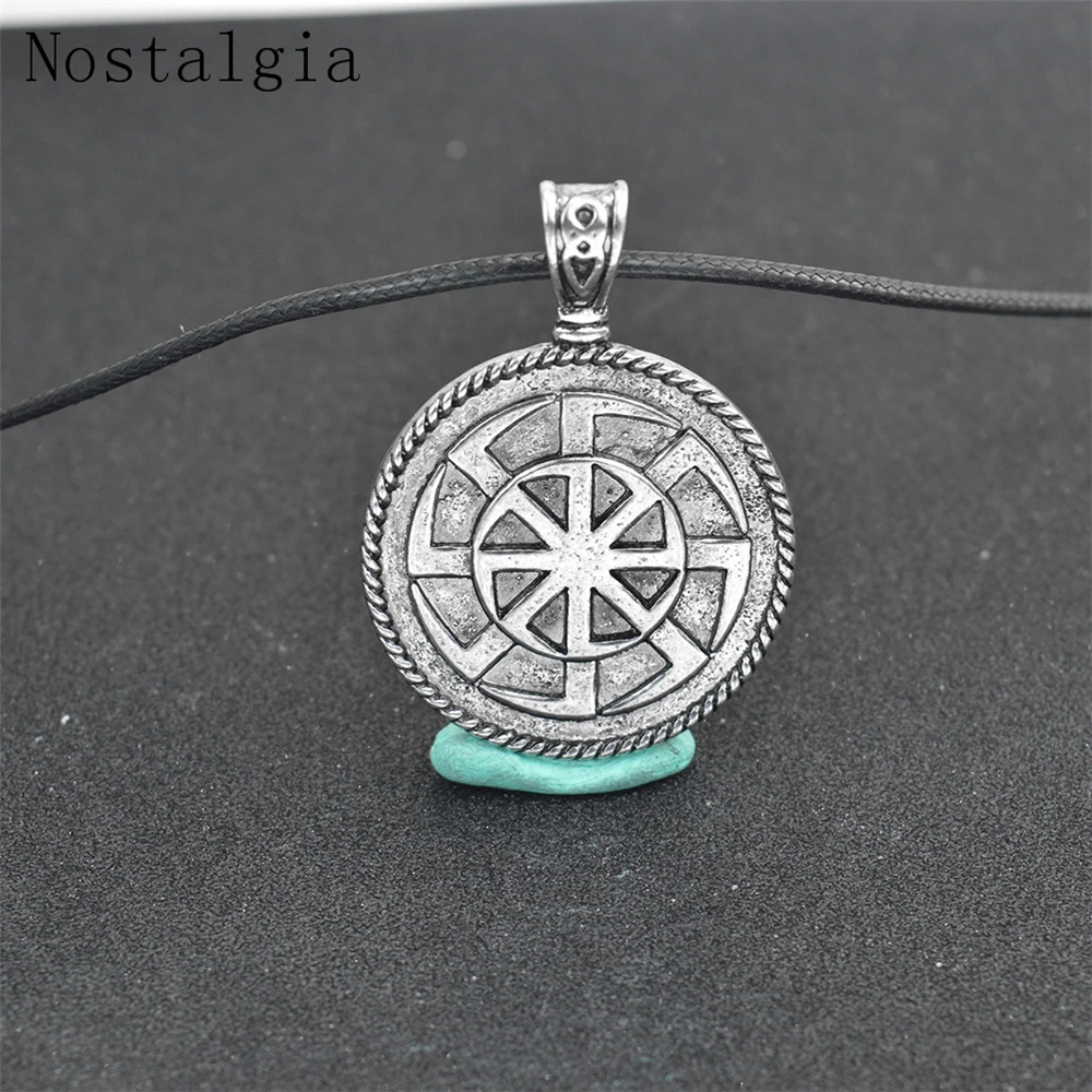 Slavic Antique Silver Color Kolovrat Pendant Necklace Slavic Amulet Sun NEW Wheel Kolovrat Pendant For Men Fashion Charm Jewelry