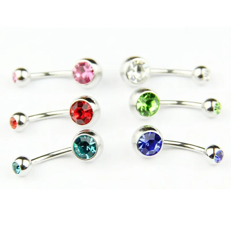 5Pcs/Lot Belly Button Rings Crystal Surgical Steel Body Jewelry Belly Piercing Rings Sex Real Navel Piercing Ombligo Pircing 16G