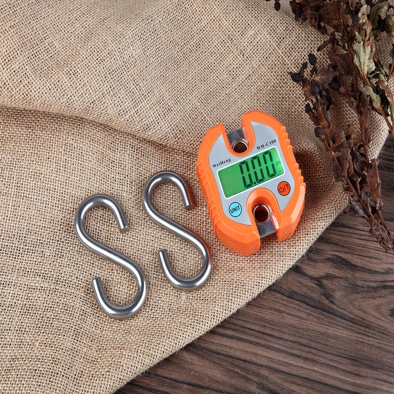 Weiheng-báscula de grúa portátil, 150kg/50g, LCD Digital, gancho de acero inoxidable, báscula colgante, balanza de bucle, retroiluminación verde