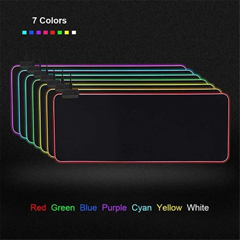 Large LED RGB Mouse Pad Luminous Gaming Mouse Pad Colorful Oversized Glowing USB LED Extended Illuminated Keyboard PU Non-slip