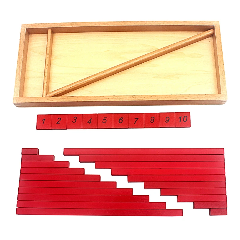 Materiali Montessori giocattoli aste per piccoli numeri con piastrelle 1-25CM 20 pezzi aste rosse scatola di legno giocattoli matematici per studenti in età prescolare