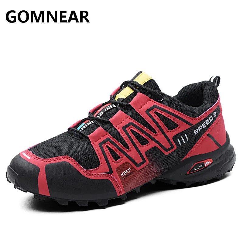 

GOMNEAR Sneakers Men Outdoor Tourism Trekking Hinking Boots Camping Leather Men's Shoes Black Fishing Big Szie Comfortable Shoe