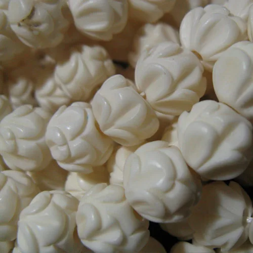 Wholesale 108PCS Tibet White Yak Bone Carved Padma Lotus Prayer Mala Loose Beads 8/10/12/14mm TSB0321