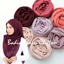 70*180cm One Piece High Quality Hot Women Muslim Solid Plain Chiffon Hijabs Long Georgette Shawls Islamic Headwear Wraps Scarves