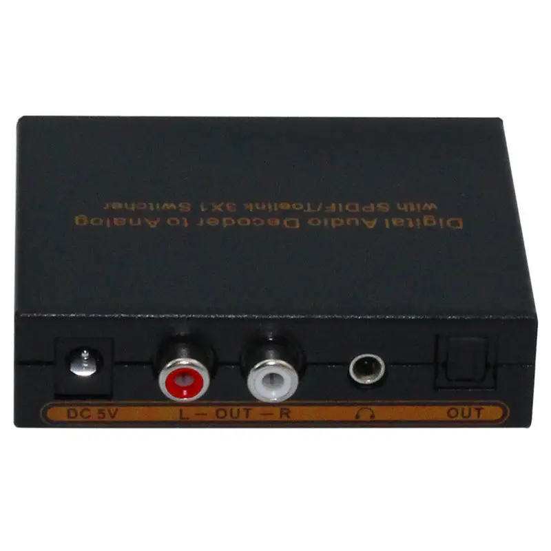 Digital to Analog Optical Audio Switch Decoder SPDIF/ TOSLINK Optical Audio 3x1 Switcher with L/F Headphone