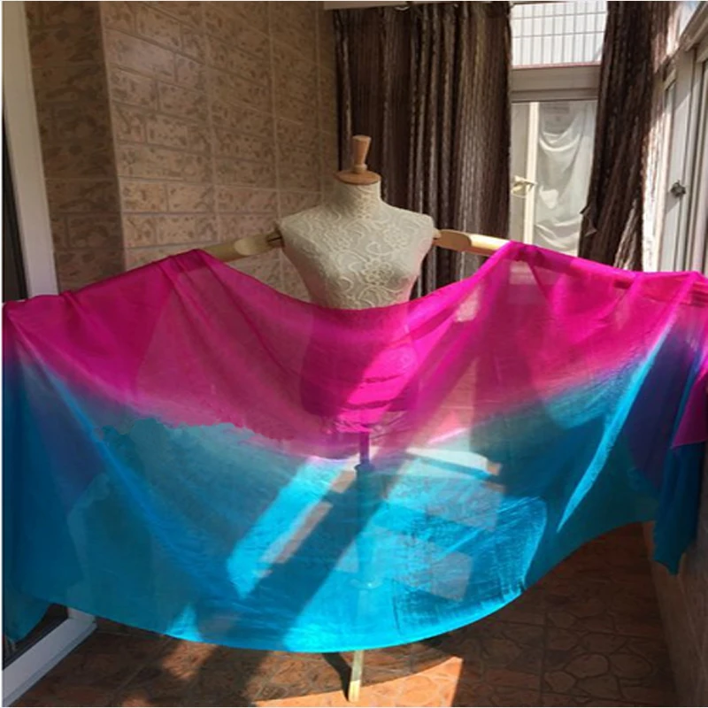 New style 2 color mixed-dye 100% real silk belly dance veil, cheap dance veils,tari perut kostum veil wholesale 250*114cm