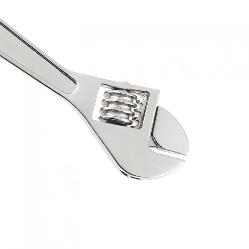 Silver Zinc Alloy Portable Mini Adjustable Wrench Keychain with Chain Decoration for Removing Small Parts
