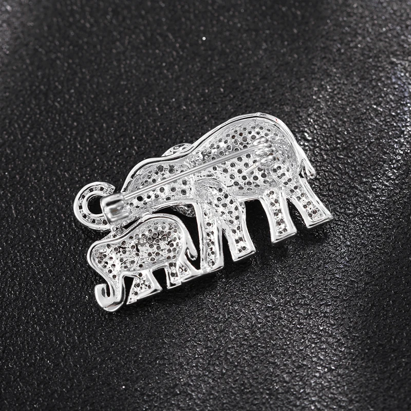 Lovely Elephants Zircon Brooches Pins Rhinestone Animal Brooch Elephant Baby & Mother Jewelry Brooches 2020 Mother's Day Gift image 5