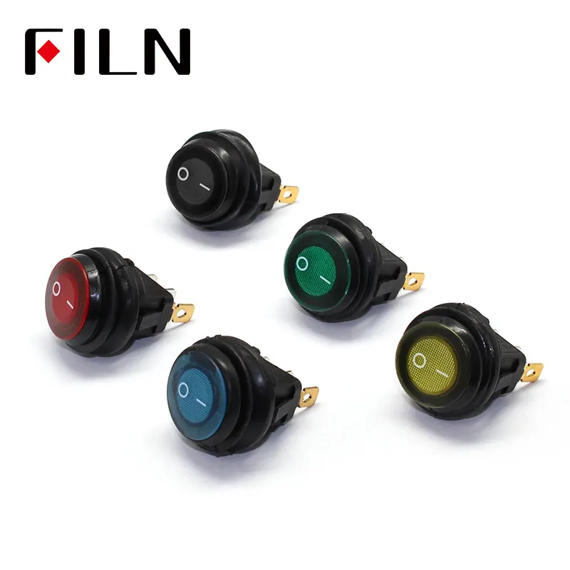 kcd1-101 waterproof sealed red yellow blue green lamp 220v 12v 24v 110v 6v led lamp on off round rocker switch