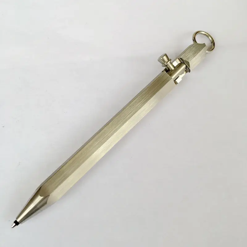 1 pcs Handmade Gun Shaped Stainless Steel Pen Solid Drawing Six Rowed Metal Ballpoint Pen Tactical Pen Self Defense EDC