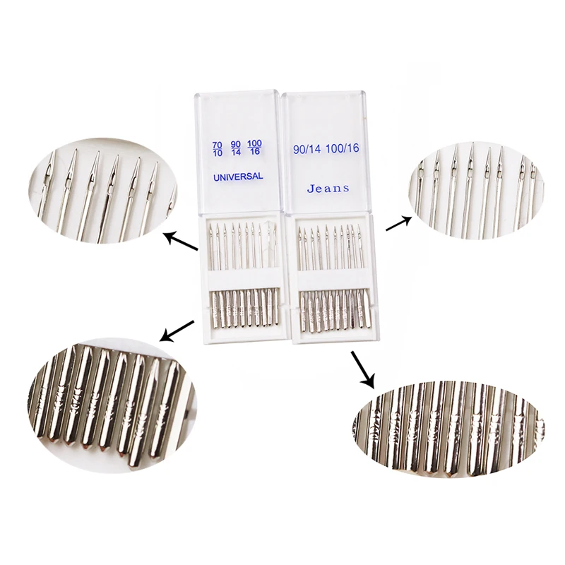 Top Quality 20pcs Home Sewing Machine Needles 70/10 90/14 100/16 DIY Jeans&General Sewing Tool Accessory