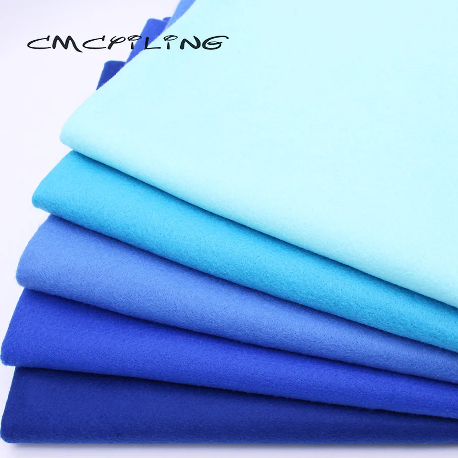 Blue Series Soft Felt ,For Needlework DIY Patchwork Sewing,Dolls Crafts Polyester Cloth Fabric,5 Pcs/Lot,45cmx55cm