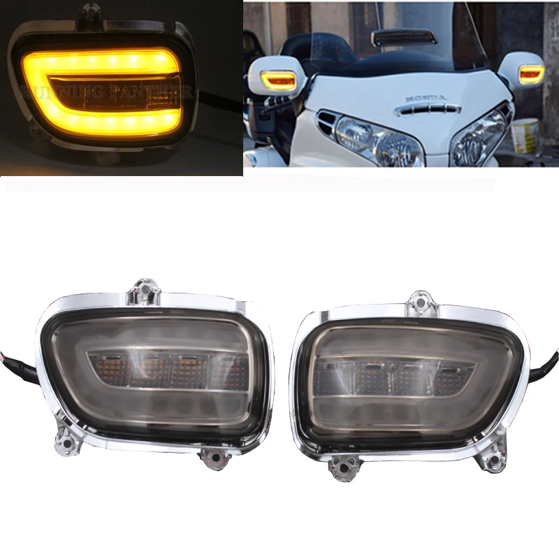 Clear/ Smoke Motorcycle LED Front Side Turn Signal Indicator Lights for Honda Goldwing GL1800 F6B 2001-2017