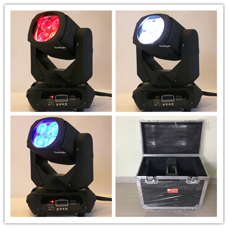 2pcs with roadcase Super beam 4 mini dj disco dmx stage light led moving head lyre LED Mini rgbw Beam Moving Head Light 4x25w