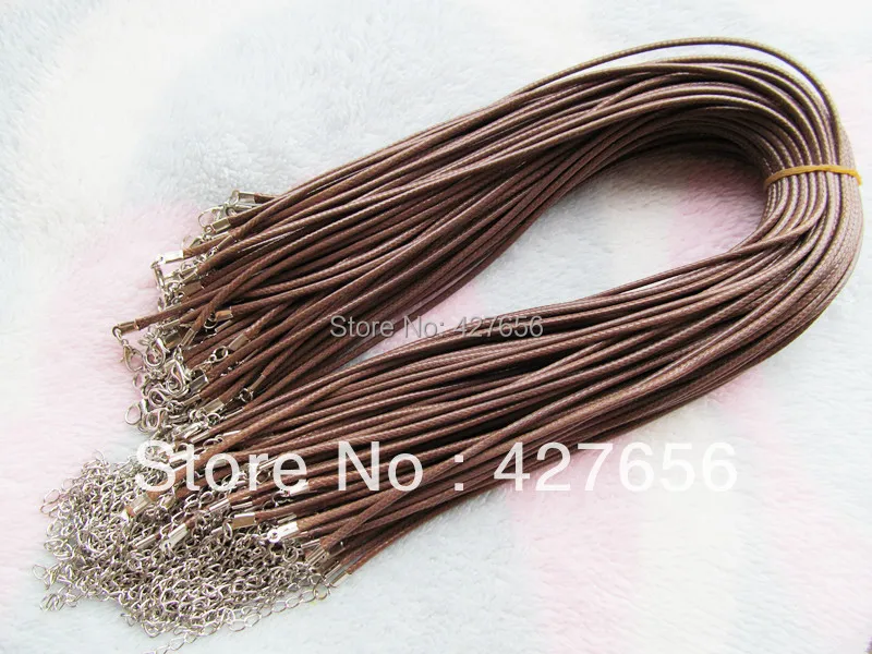 

20pcs 2mm Black/Brown Wax Snake Necklace Cord String Rope,1.8inch Extender Chain,12mmx7mm Lobster Clasp,DIY Jewelry Beading Cord