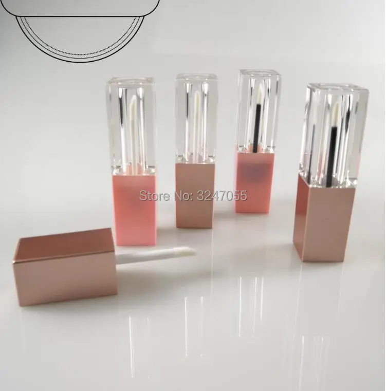 10/30/50pcs Black Square Plastic Lip Gloss Bottle, Empty Clear Lipgloss Tube with Rose Gold Cap,Pink Beauty Lip Oil Packing Tube