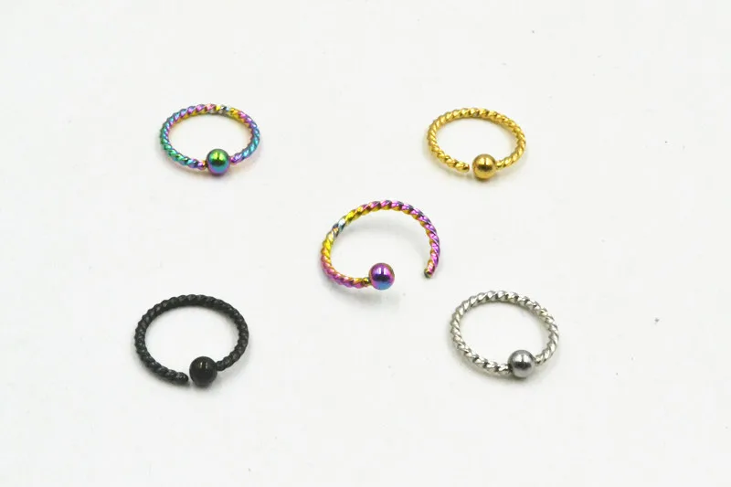 50 قطعة 20 جرام الجراحية الصلب تويست الحاجب/الأنف/الآذان/الشفاه/لابريت الدائري ، BCR هيئة ثقب القرط الزنمة الإيقاع الدائري شحن مجاني