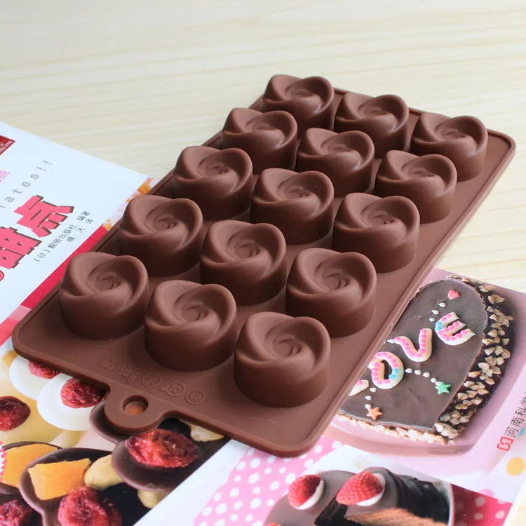 Silicone Flower Rose Swirl Shape Chocolate Mold Jelly Cany Ice Mold Cake Moulds Bake Ware D595