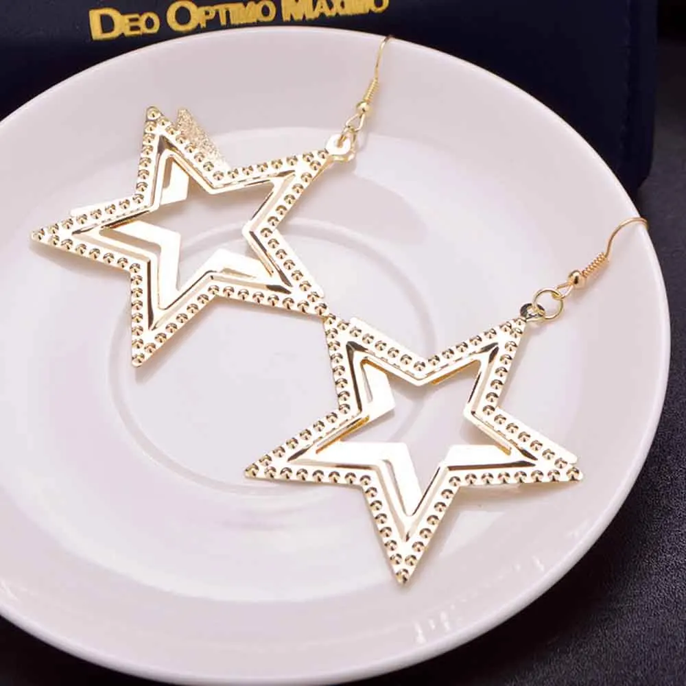 2018 New Sale five-pointed star Trendy Stars Clip Earrings For Women Ear Clip on Earrings Without Piercing Statement Jewlery