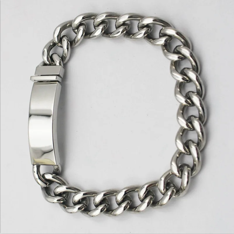 316L Stainless Steel ID Bracelet  fashion jewelry for Men BlankTag Link Chain Bangle Bracelet