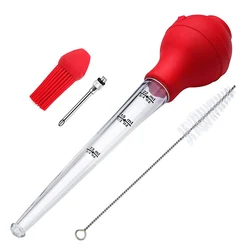 Leeseph Turkey Baster Set of 4, Quality Silicone Bulb Including Meat Arinade Injector Needle with Barbecue Basting Brush