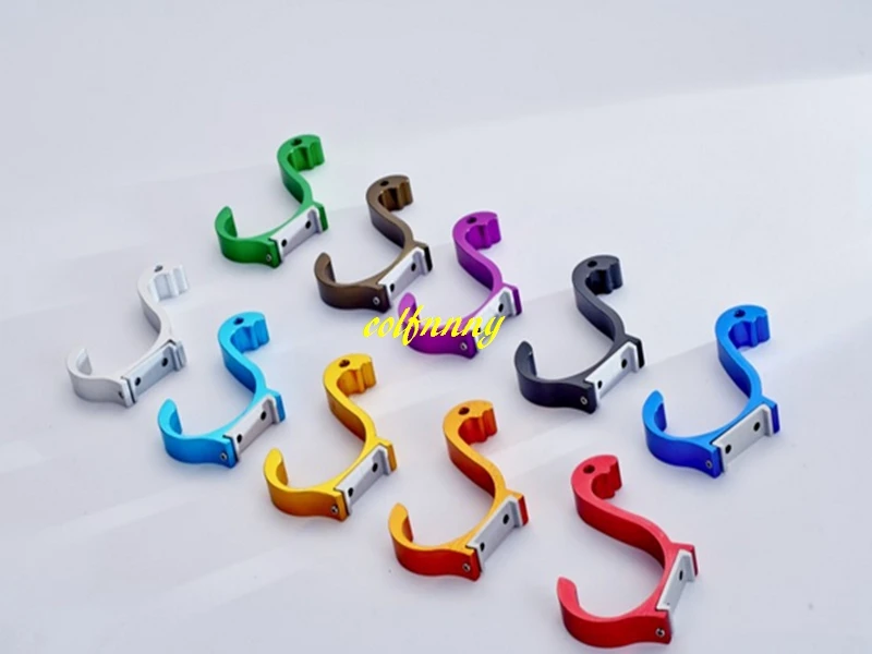 200pcs/lot Great Aluminum Finish Candy Color Clothes Hanger & Towel & Coat & Robe Hook Decorative Bathroom Hooks Wall Mounted