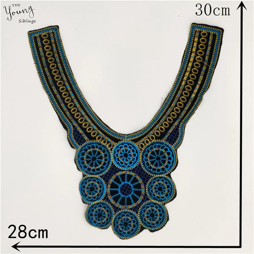 Nuovo Stile Etnico Fiore Ricamato Pizzo Scollo Collare Trim Collo Applique Vestiti Fai da Te Vestito Cucito Mestiere Accessori