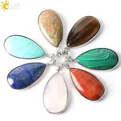 CSJA-colgante de gota de agua de piedra Natural para mujer, colgante de curaciΓ³n de cristal transparente blanco, joyerΓa elegante para amante, bisuterΓa E243