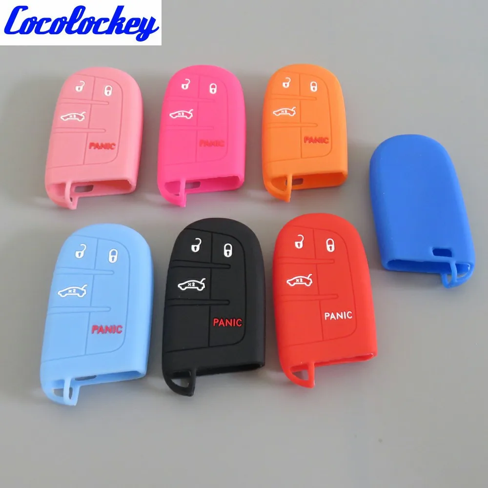 

Cocolockey Silicone Car Key Cover Case for JEEP for Dodge for CHRYSLER Smart Remote Key Case For Car 4Buttons Car Styling