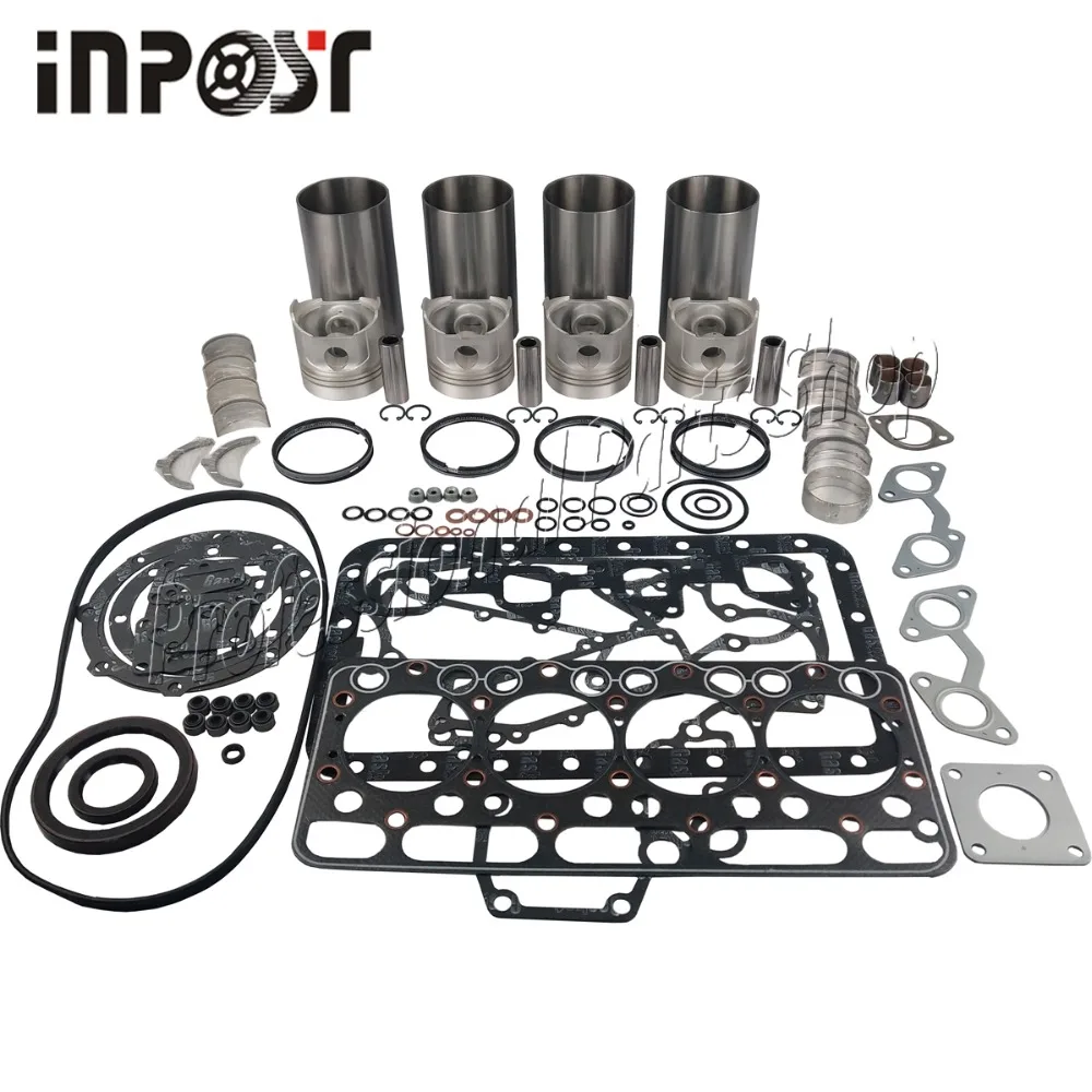 New Overhaul Engine Rebuild Kit Set Cylinder Liner for Kubota V1902 Engine New Holland L555 L553 Loader Bobcat 231