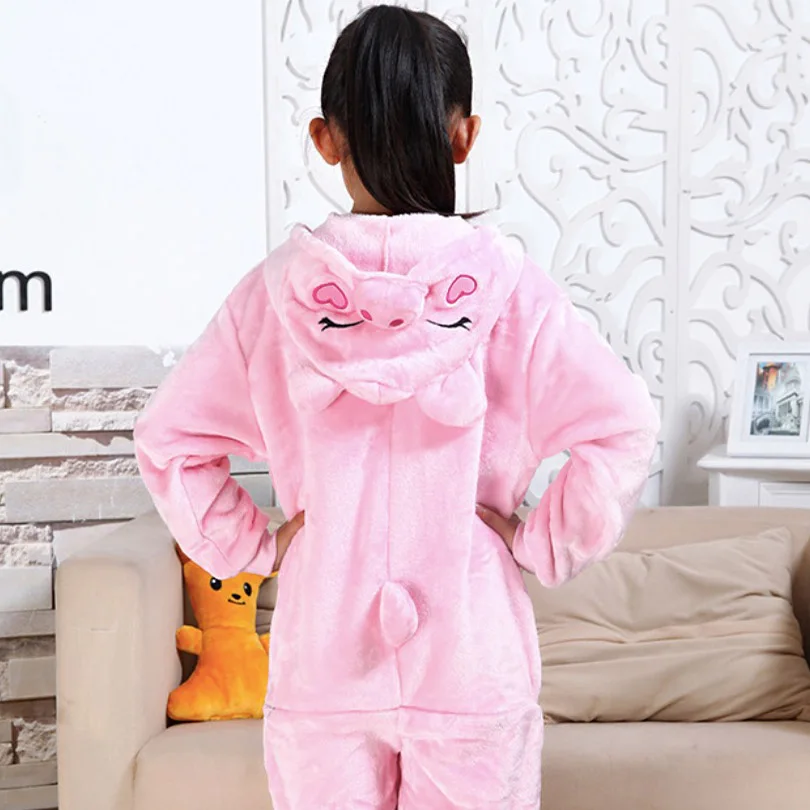 Abbigliamento per bambini Rosa Maiale Animale Pigiama Costumi Cosplay Unisex abbigliamento per bambini Delle Ragazze Dei Ragazzi Flanella Top, Babydoll E Magliette Per La Notte Tute Monopezzo Pyjama robe