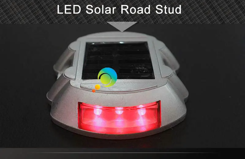 Rote LED licht dauermodus hufeisens design aluminium solarstraßenbolzen