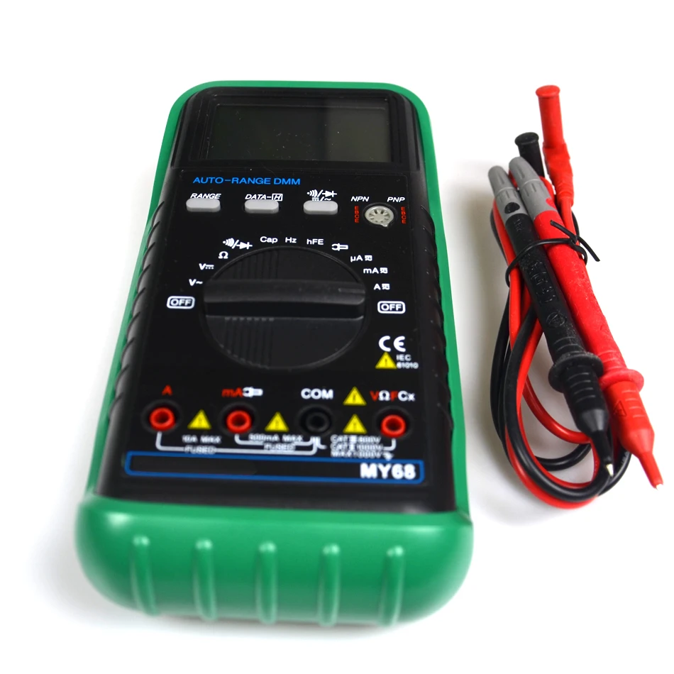 

Handheld LCD Auto/manual Range DMM Digital Multimeter DC AC Voltage Current Ohm Capacitance Frequency Meter MY68