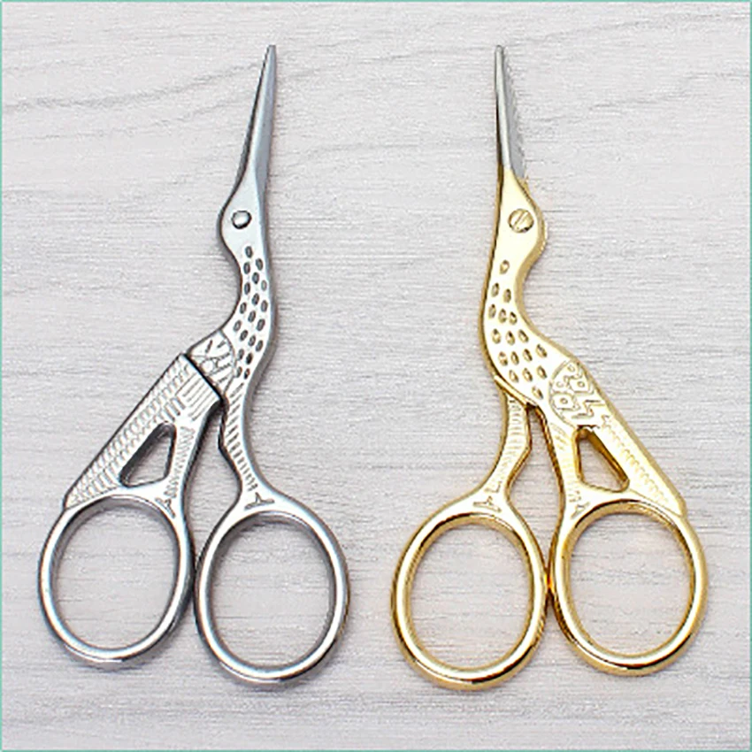 Gold/Silver Stainless Steel Crane Shaped Scissors Handicraft Sewing Cutter 9.3CM Classic Scissors for Craft Embroidery,Tailors