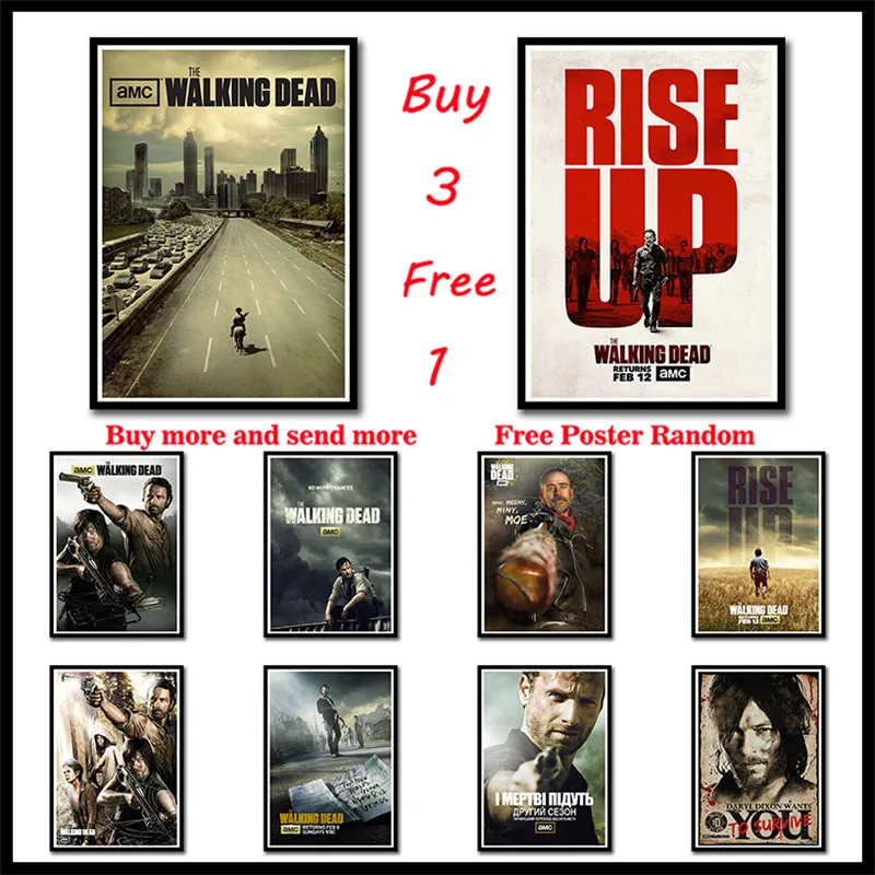 The Walking Dead series White Coated Paper Posters Bar Cafe Home Decor Painting Wall Sticker Frameless