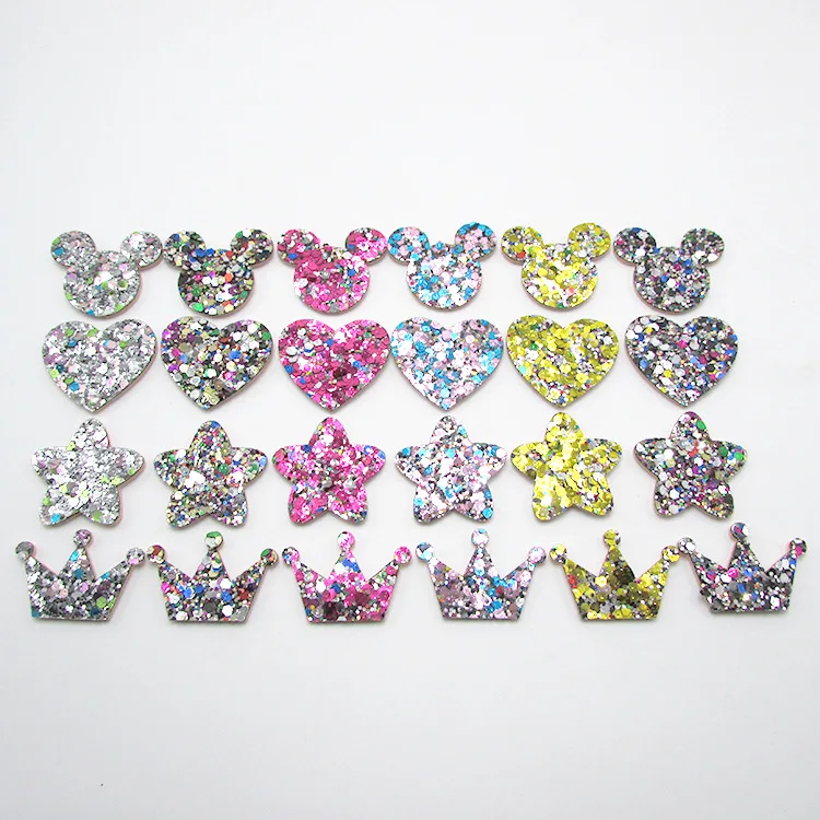 50PCS/lot 3.5cm Bling Handmade Multi Style Padded Appliques Heart Crafts for Garment Accessories  Girl Hair Decoration