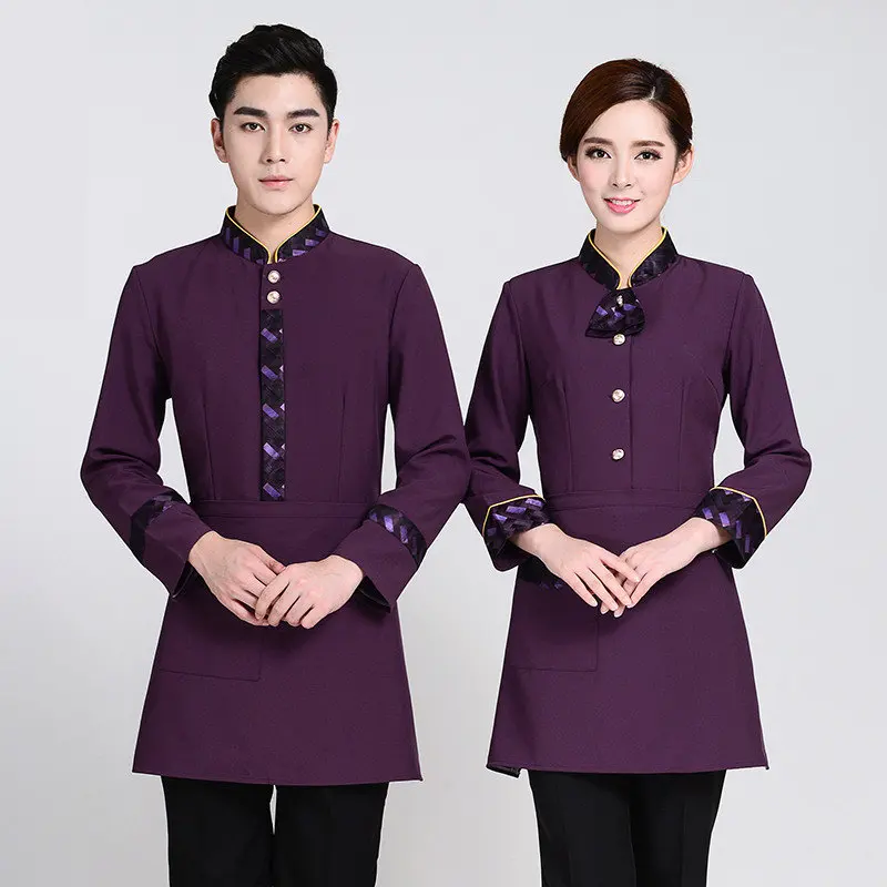 Hotel Waiter Uniform Autumn Winter Cafe Wiatress Uniform Long Sleeve Teahouse Overalls Catering Chef Uniform Work Jacket