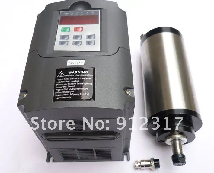 3KW AC380V ER20 WATER-COOLED SPINDLE MOTOR AND 380V FREQUENCY INVERTER