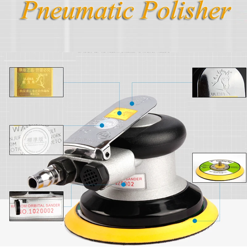 

Pneumatic Polishing Machine Grinder 5 Inch Sandpaper Machine Vacuum Industrial Grade Car Beauty Waxing Polisher Dry Mill