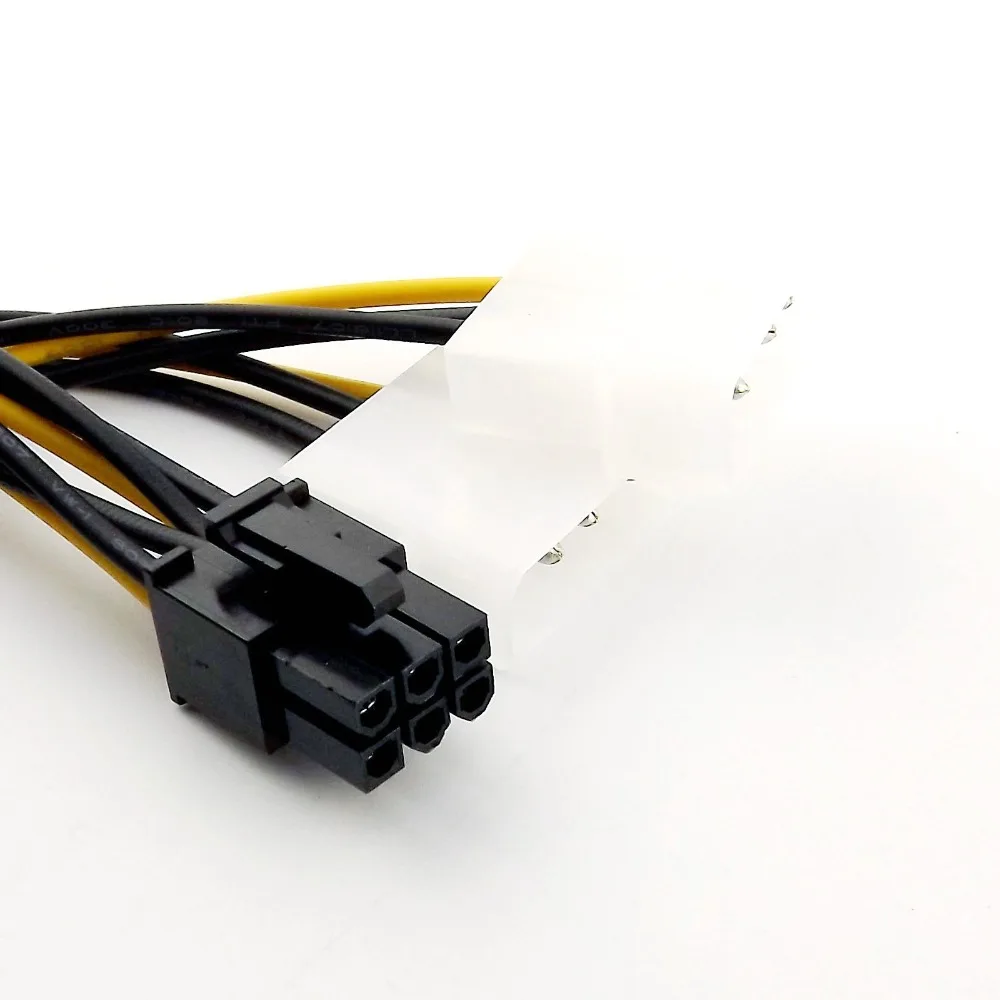 1x doble 4 pines Molex a 6 pines PCI-E, convertidor de fuente de alimentación, conector Y Cable divisor 15cm