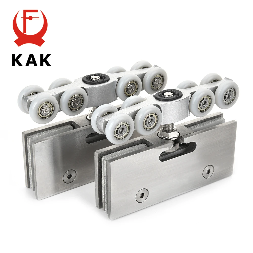 KAK Stainless Steel Glass Hanging Wheels 100KG Glass Sliding Door Rollers Bedroom Meeting Room Wardrobe Door Roller Wheels